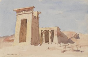 1874 में तोरण दिखाते हुए डेन्डुर का मंदिर। द्वारा फ्रेडरिक आर्थर ब्रिजमैन