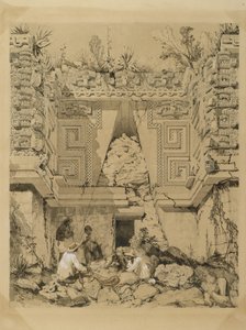आर्कवे, कासा डेल गोबर्नडोर, यूक्समेल, युकाटन, 1843 (वॉप पेपर पर सेपिया स्याही और वॉश) द्वारा फ्रेडरिक कैथरवुड