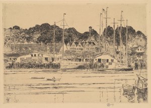 इनर हार्बर, ग्लूसेस्टर, 1923। द्वारा फ़्रेडरिक चाइल्ड हस्साम