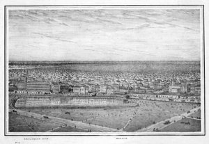 एस्प्लेनेड रो और मस्जिद, कलकत्ता, भारत का पैनोरमा, c1840s।
