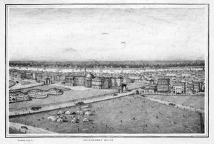 गवर्नमेंट हाउस एंड टाउन हॉल, कलकत्ता, भारत, c1840s।