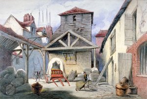 रोज़ इन का आंगन, फरिंगडन स्ट्रीट, लंदन शहर, 1838।