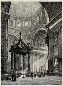 सेंट पीटर की बासीलीक, रोम, इटली, आंतरिक दृश्य, 1878। द्वारा फ्रेडरिक पी डिंकेलबर्ग