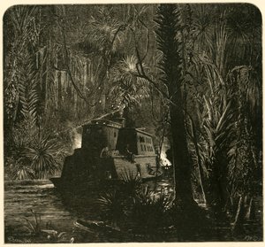 1872 में रात में ओक्लावाहा नदी पर चढ़ना।