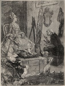 फ्रेंकोइस बाउचर (1703-1770) जीन एंटोनेट पॉइसन के चित्र को चित्रित करते हुए, पोम्पाडोर के मार्क्विस (मैडम डी पोम्पाडोर के रूप में जाना जाता है) द्वारा फ्रेडरिक हेंड्रिक (के बाद) काम्मेर