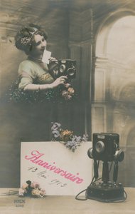 जन्मदिन की शुभकामनाएं पोस्टकार्ड 1913 में (हाथ से रंगी फोटो) द्वारा फ्रेंच फोटोग्राफर