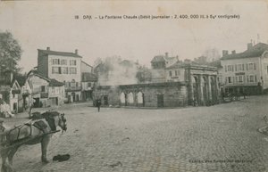 डैक्स - गर्म पानी के झरने (दैनिक प्रवाह: 64 सेंटीग्रेड पर 2400000 लीटर)। 1913 में पोस्टकार्ड भेजा गया। द्वारा फ्रेंच फोटोग्राफर