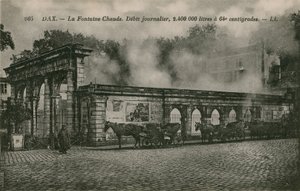 डैक्स - गर्म पानी के झरने (दैनिक प्रवाह: 64 सेंटीग्रेड पर 2400000 लीटर)। 1913 में पोस्टकार्ड भेजा गया। द्वारा फ्रेंच फोटोग्राफर