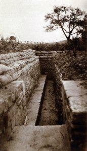 प्रथम विश्व युद्ध (1914-1918): एक ट्रेंच मॉडल "लेम्बर्ग ट्रेंच", हाउतेब्रे (ओइस) का दृश्य द्वारा फ्रेंच फोटोग्राफर
