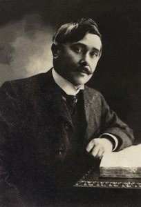 मौरिस मैटरलिंक का पोर्ट्रेट (1862-1949), नाटककार, निबंधकार, फ्रेंच भाषी बेल्जियम के कवि। द्वारा फ्रेंच फोटोग्राफर