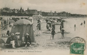 1913 में समुद्र तट और बुलेवार्ड सेंट जॉर्जेस, रोयान, फ्रांस के पोस्टकार्ड भेजे गए द्वारा फ्रेंच फोटोग्राफर