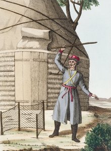 एक कलमुक अपनी पत्नी के श्रम के दौरान बुरी आत्माओं से डरता है द्वारा फ्रेंच स्कूल