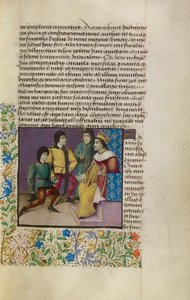 कोर्ट में एक राजा, c.1460-70 (ताप, सोने की पत्ती, पेंट और चर्मपत्र पर स्याही) द्वारा फ्रेंच स्कूल