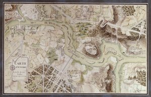 फ्रेंकोइस वोल्टेयर (1694-1778) द्वारा कैंडाइड द्वारा प्रेरित एक नक्शा पेरिस में इकोले नेशनले डेस पॉन्स एट चौसेज़ द्वारा आयोजित एक प्रतियोगिता के लिए, 18 वीं शताब्दी के अंत में (कागज पर स्याही और डब्ल्यूसी)