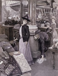 पेरिस में एक डिपार्टमेंटल स्टोर में चोर, पारादिस डे डेम्स से चित्रण, c.1895 द्वारा फ्रेंच स्कूल