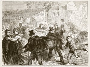 घेराबंदी के दौरान एक अंतिम संस्कार, मार्च 1871, फ्रांस और जर्मनी के बीच युद्ध के कैसेल्स इतिहास का चित्रण, 1870-1871 द्वारा फ्रेंच स्कूल