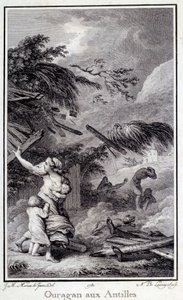 वेस्ट इंडीज में एक तूफान। १७८० चार्टर्स की नक्काशी, ललित कला संग्रहालय द्वारा फ्रेंच स्कूल