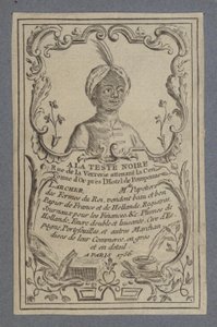 विज्ञापन एट द ब्लैक टेस्टे स्टेशनर्स, पेरिस, 1756 द्वारा फ्रेंच स्कूल