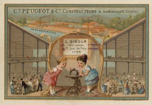 Peugeot सिलाई मशीनों के लिए विज्ञापन द्वारा फ्रेंच स्कूल