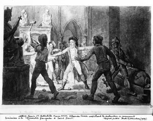 अलेक्जेंड्रे लेनोर (1761-1839) ने सेंट-डेनिस, 1793 के चर्च में फ्रांसीसी राजशाही के शाही मकबरों को नष्ट करने का विरोध किया (कागज पर स्याही न धोएं और न दें द्वारा फ्रेंच स्कूल
