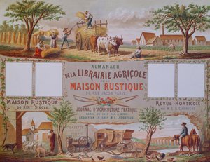 एलांक ऑफ एग्रीकल्चर बुक शॉप द रस्टिक हाउस, c.1860 (रंग उत्कीर्णन) द्वारा फ्रेंच स्कूल
