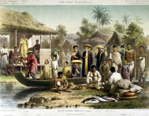 एनामाइट, कंबोडियन और स्याम देश की वेशभूषा, v.1870 द्वारा फ्रेंच स्कूल