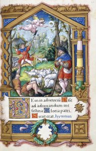 फ्रेंकोइस I, c.1532-1540 के लिए बने घंटे की एक पुस्तक से चरवाहों की घोषणा द्वारा फ्रेंच स्कूल