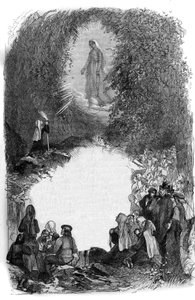 लूर्डेस की गुफा में वर्जिन मैरी की बर्नाडेट सोबिरस (1844-1879) की उपस्थिति, हौट्स पाइरेनीस (65) द्वारा फ्रेंच स्कूल