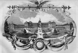वास्तुकला: 1857 में उद्घाटन किए गए दीक्षांत कार्यकर्ताओं के लिए "विन्सेनेस के इंपीरियल एसाइलम" के रूप में जाना जाने वाला अस्पताल का मुखौटा। आज को "सेंट मौरिस का राष्ट्रीय अस्पताल", सेंट मौरिस (94) कहा जाता है। 29 अगस्त 1 . के n°20 " द्वारा फ्रेंच स्कूल