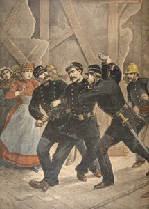 एक शहर सार्जेंट की गिरफ्तारी, ले पेटिट जर्नल से चित्रण: चित्रण पूरक, 1898 द्वारा फ्रेंच स्कूल
