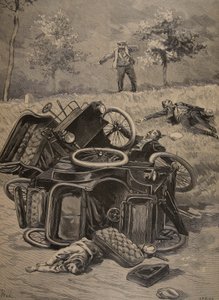 ऑटोमोबाइल दुर्घटना, ले पेटिट जर्नल से चित्रण: चित्रण पूरक, 1898 द्वारा फ्रेंच स्कूल