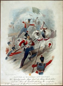 मोदकी की लड़ाई, 18 दिसंबर 1845, पंजाब में युद्ध से नंबर 4, लेफ्टिनेंट ब्रदर्स के बाद डब्ल्यू। कोहलर द्वारा उत्कीर्ण, विलियम स्पूनर द्वारा प्रकाशित, c.1845 द्वारा फ्रेंच स्कूल