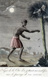कोटे डी'ओर (घाना) का काला अपने दुश्मन के मार्ग पर अभिशाप फेंक रहा है। 1811 द्वारा फ्रेंच स्कूल