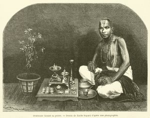 ब्राह्मण अपनी प्रार्थना कर रहा है (उत्कीर्णन) द्वारा फ्रेंच स्कूल