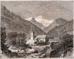 ब्राइड्स-लेस-बैंस (ब्राइड्स लेस बैंस) - सावोई - वीए माल्ट-ब्राउन द्वारा "फ्रांस सचित्र: भूगोल, इतिहास, सांख्यिकीय प्रशासन" में उत्कीर्णन। १८८४ द्वारा फ्रेंच स्कूल