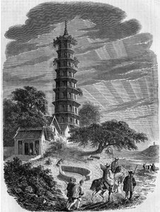 बौद्ध वास्तुकला: व्हामपोआ द्वीप, चीन पर अष्टकोणीय शिवालय का बाहरी दृश्य द्वारा फ्रेंच स्कूल