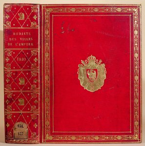 फ्रांसीसी साम्राज्य के टाउन ऑफ़ नेपोलियन बोनापार्ट (1769-1821) 1810 (लाल मोरक्कन चमड़ा और सोना) के हथियारों के कोट के साथ बंधे (देखें 165117) द्वारा फ्रेंच स्कूल