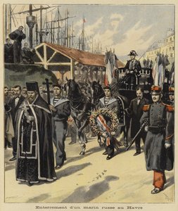 1897 में फ्रांस के ले हैवर में एक रूसी नाविक को दफनाना