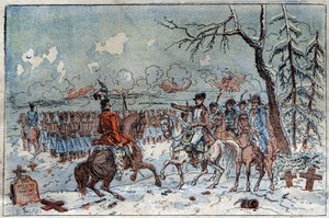 प्रशिया और पोलैंड का अभियान (1806-1807): "" नेपोलियन I (1769-1821) ने 08/02/1807 को ईलाऊ के युद्ध के मैदान पर मूरत को रूसी घुड़सवार सेना को पीछे हटाने का आदेश दिया। 19वीं सदी की नक्काशी। द्वारा फ्रेंच स्कूल