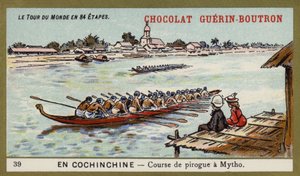 Mytho, Cochinchina (क्रोमोलिथो) में डोंगी दौड़ द्वारा फ्रेंच स्कूल