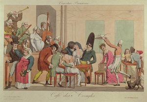 कैफ़े डेस एविगल्स का कैरिकेचर, c.1800 द्वारा फ्रेंच स्कूल