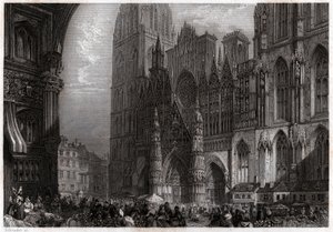 रूएन के कैथेड्रल। (उत्कीर्णन, सीए। 1850) द्वारा फ्रेंच स्कूल