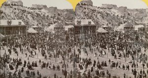 Montmartre, पेरिस, त्रिविम दृश्य में उत्सव, c.1860 द्वारा फ्रेंच स्कूल