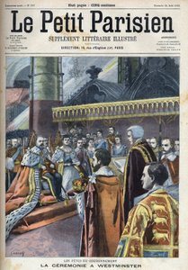 वेस्टमिंस्टर में राज्याभिषेक का समारोह: किंग एडवर्ड सप्तम (1841-1910) और डेनमार्क के एलेक्जेंड्रा (1844-1925), "ले पेटिट पेरिसियन" में द्वारा फ्रेंच स्कूल