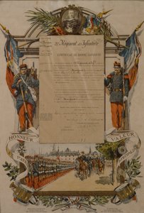 अच्छे व्यवहार का प्रमाण पत्र, 37 वीं इन्फैंट्री रेजिमेंट, 1896 द्वारा फ्रेंच स्कूल