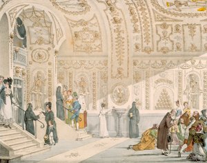 चैपल ऑफ द डेड, विलेन द्वारा उकेरा गया, पब 1820 (रंग उत्कीर्णन) द्वारा फ्रेंच स्कूल