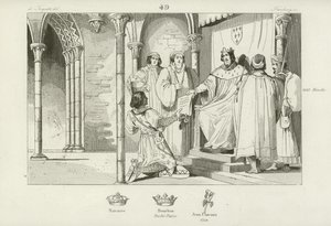 फ्रांस के चार्ल्स IV ने लुई, काउंट ऑफ क्लेरमोंट-एन ब्यूवैसिस, ड्यूक ऑफ बोरबन, 1327 द्वारा फ्रेंच स्कूल