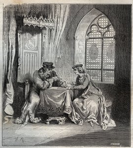 चार्ल्स VI (1380-1422) और ओडेट डी चैंपडाइवर्स - फ्रांस के किंग चार्ल्स VI, जिसे चार्ल्स द गुड ऐम के नाम से जाना जाता है, फिर चार्ल्स द फोल (1368-1422) अपनी मालकिन ओडिनेट (ओडेट) डी चैंपडिवर्स (लगभग 1390-लगभग 1425) के साथ। "पेरिस एट" में उत्कीर्ण त द्वारा फ्रेंच स्कूल