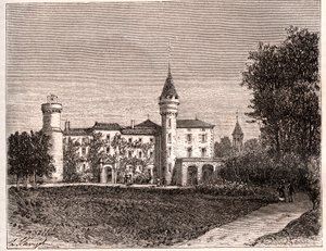 Chateau de Lamartine - 71520 सेंट पॉइंट - VA माल्ट-ब्राउन द्वारा "ला फ्रांस इलस्ट्रेशन: भूगोल, इतिहास, सांख्यिकीय प्रशासन" में उत्कीर्णन। १८८४ द्वारा फ्रेंच स्कूल