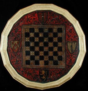 हथियारों के चार कोट के साथ चेसबोर्ड, c.1400-30 द्वारा फ्रेंच स्कूल